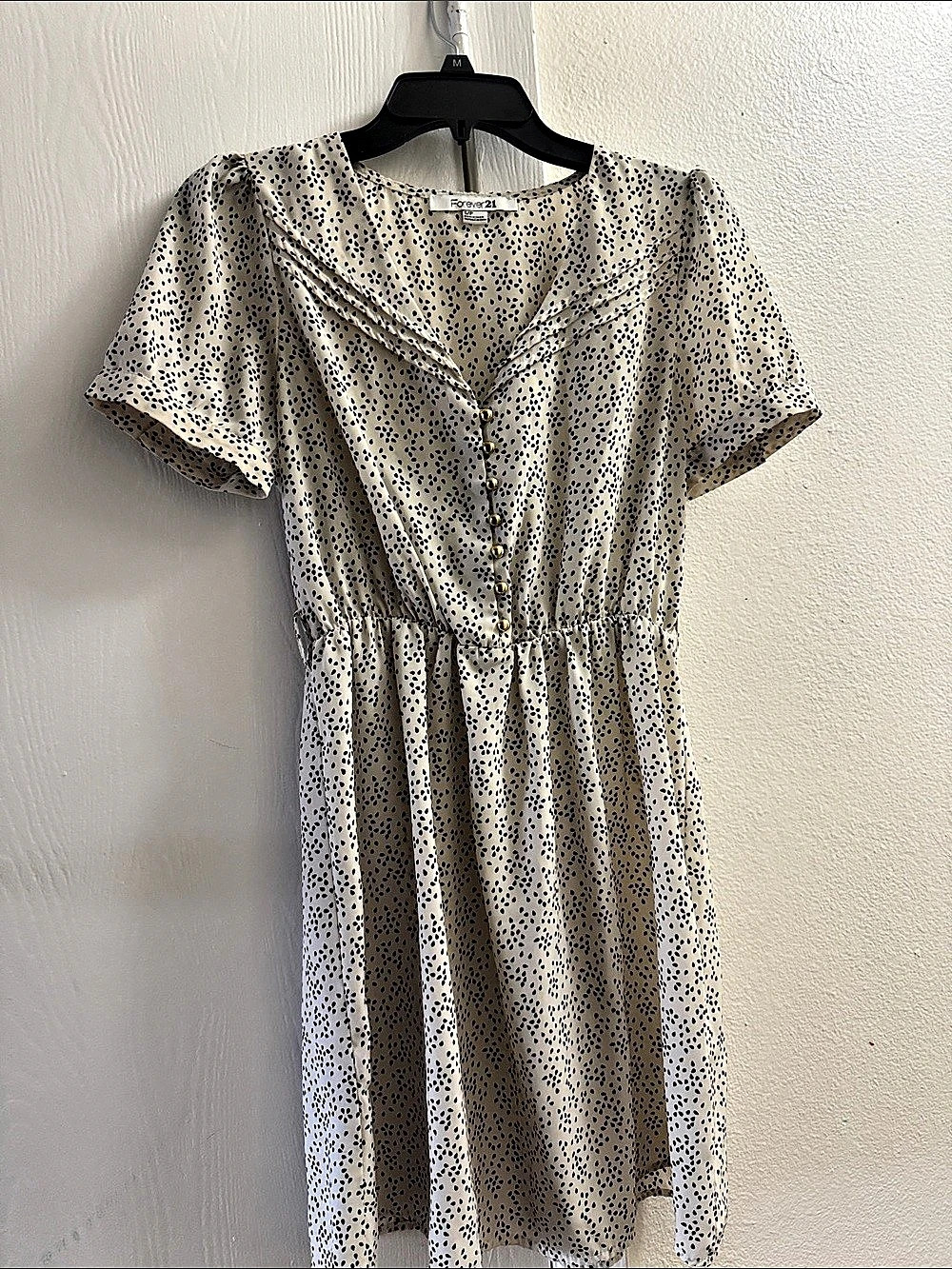 Forever 21 Animal Print Midi Dress in Cream & Black Size Small